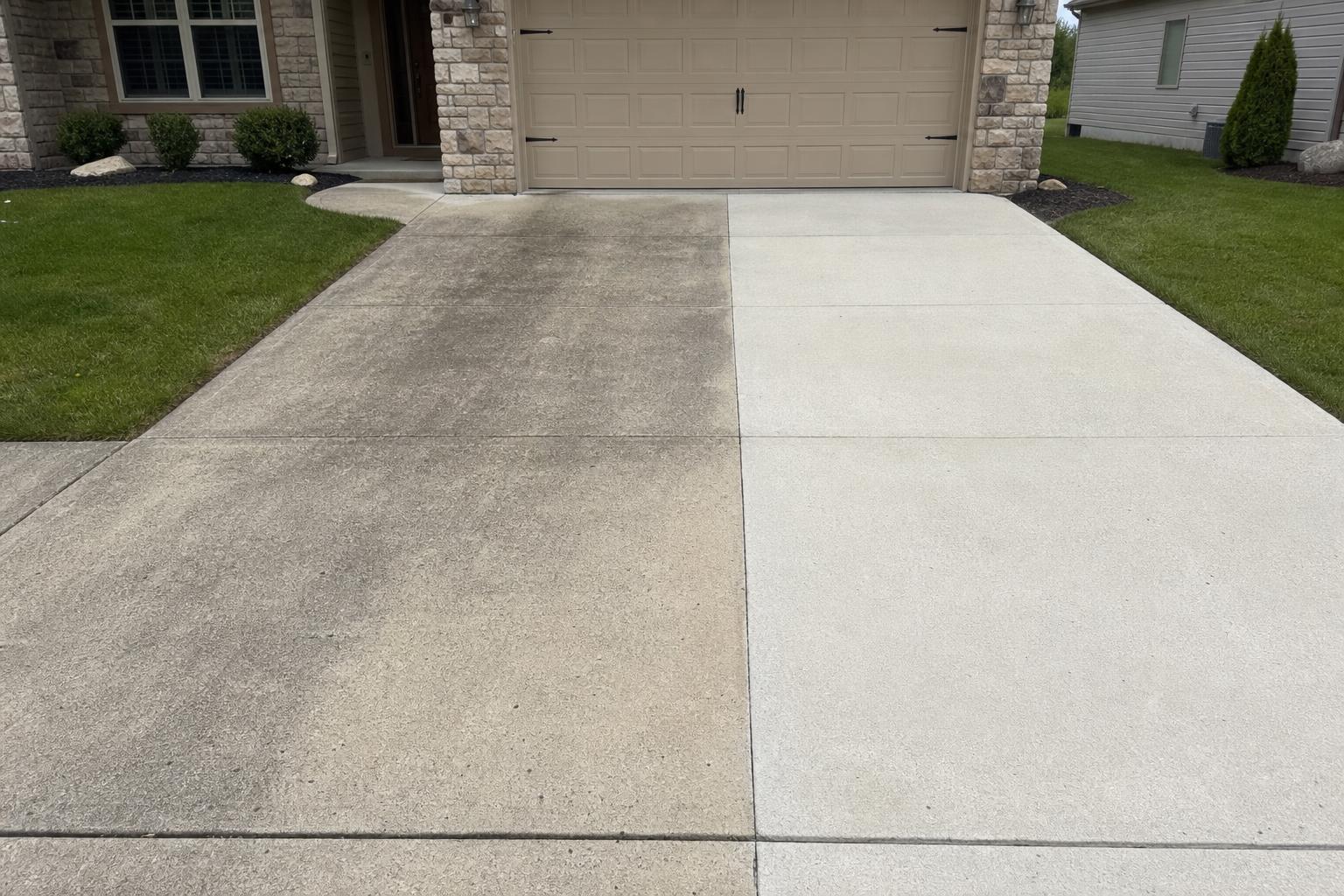 Driveway cleaning before and after